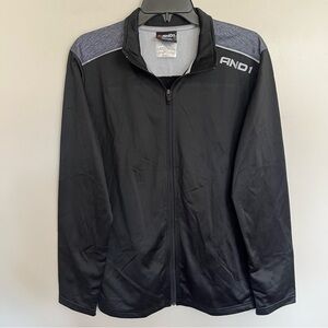 AND1 Men's Small Athletic Track Jacket Full Zip Black Gray Colorblock Athleisure